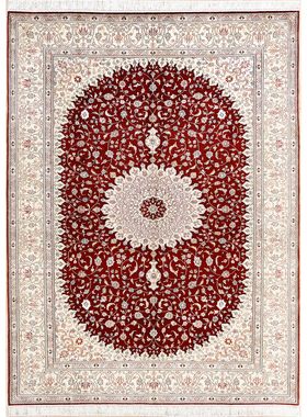 天匠手工真丝地毯红色经典波斯地毯出口土耳其高端地毯180x270cm