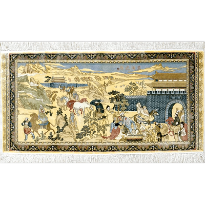 天匠真丝地毯60x120cm丝绸之路图案别墅客厅卧室挂毯