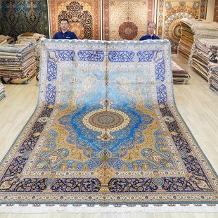 莱龙地毯高端真丝手工地毯波斯地毯别墅地毯客厅卧室书房出口丝毯
