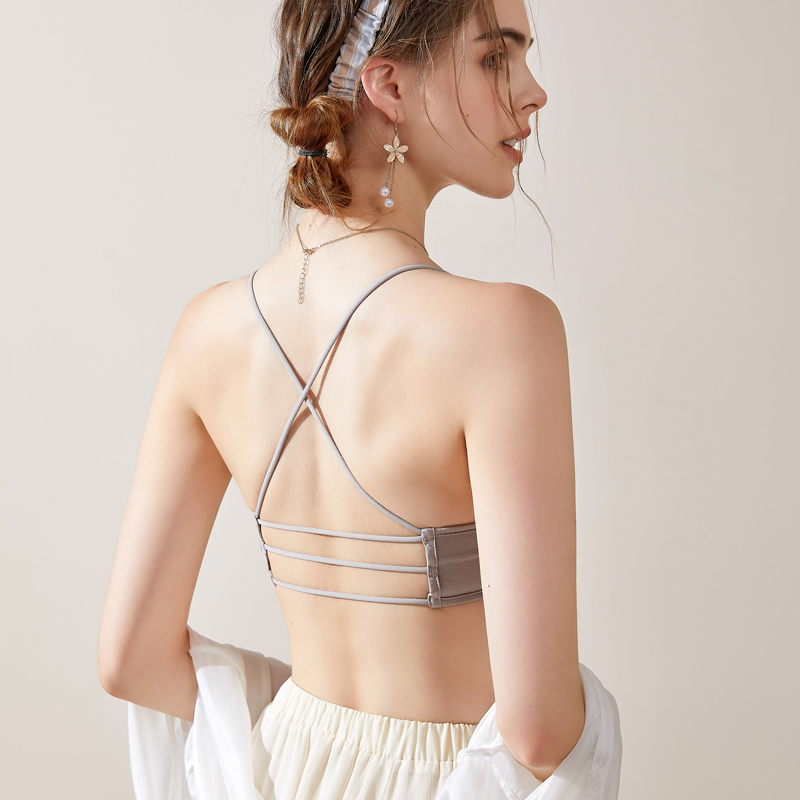 可外露肩带后背镂空交叉带防走光美背文胸罩抹胸式背心吊带内衣女