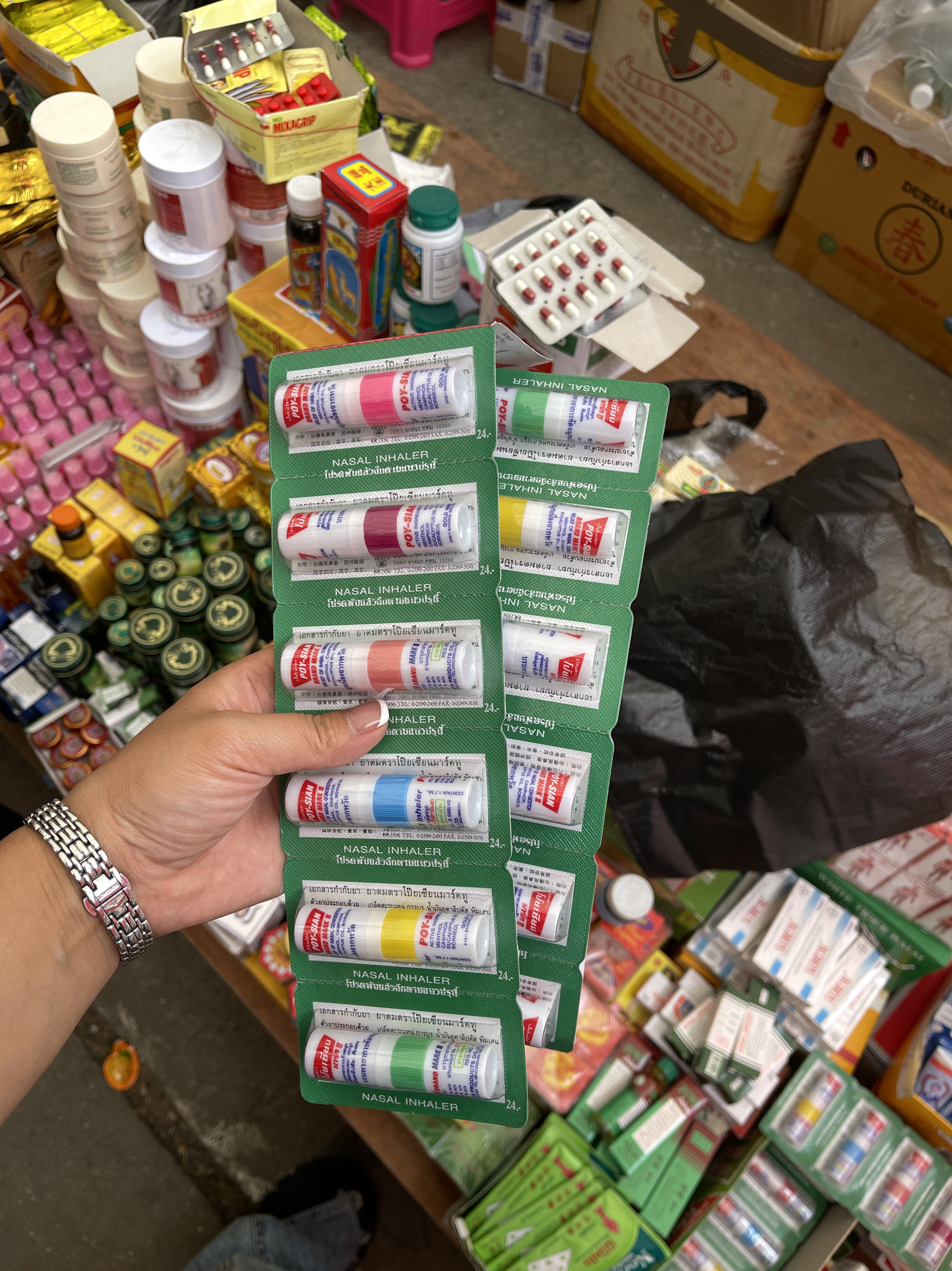 泰国POY-SIAN薄荷精油双用型八仙鼻通 香筒提神醒脑防打瞌睡6只装
