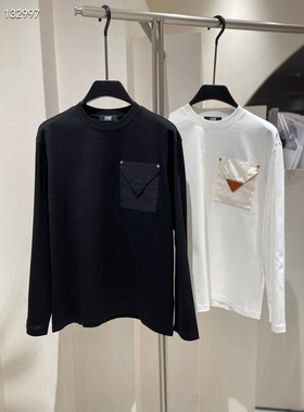 Cavalli Class 2025秋冬男装长袖T恤圆领套头黑色白色