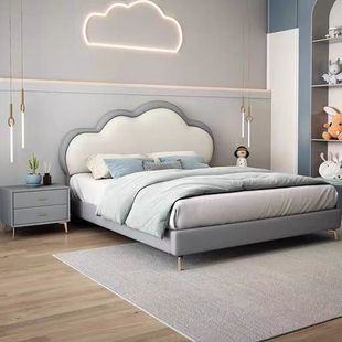 1米2单人床小户型男孩皮床女孩公主床儿童床小床卧室简约1.35米床