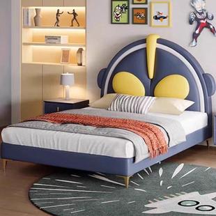 简约现代1.2×1.9米儿童皮床小户型次卧室1.35米单人床高箱储物床