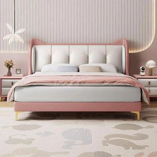 一米二儿童床1米2男孩女孩单人床青少年小户型卧室卡通皮床1.35米