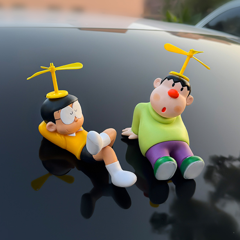 飞行胖虎竹蜻蜓车载大雄摆件车顶装饰玩偶手办汽车后备箱卡通公仔
