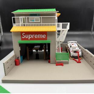 车模场景1/64模型车模轮胎维修店汽修修理厂模型