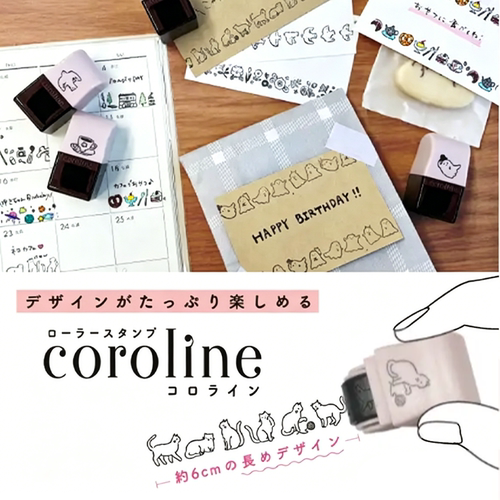 日本sunstar太阳星滚轮印章coroline浸透式可爱印章手帐猫咪文具