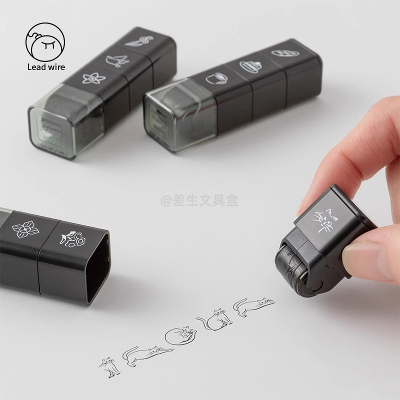 日本MIDORI手帐印章组合式轮滚印章可爱手绘风印章多图案速干