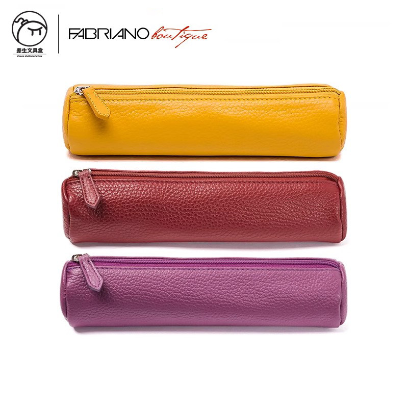 意大利Fabriano飞碧纳皮革笔袋大容量铅笔盒软皮笔袋小众简约商务