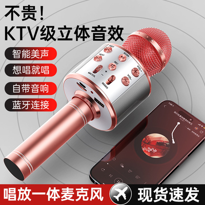 手机掌上k歌神器儿童家用k歌话筒音响一体蓝牙无线连接麦克风音箱