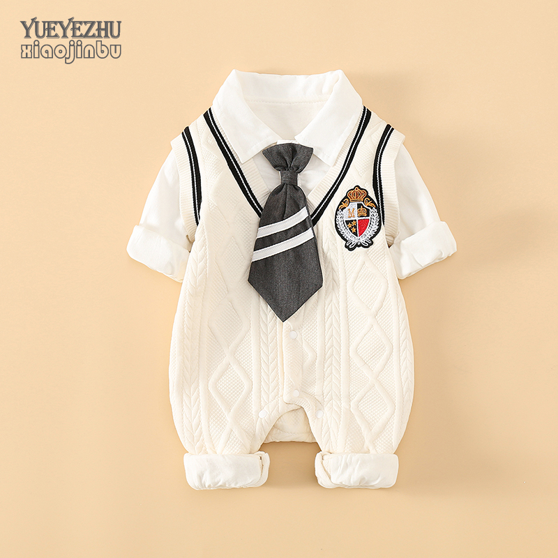 小进步单排扣连体衣棉春秋男宝宝
