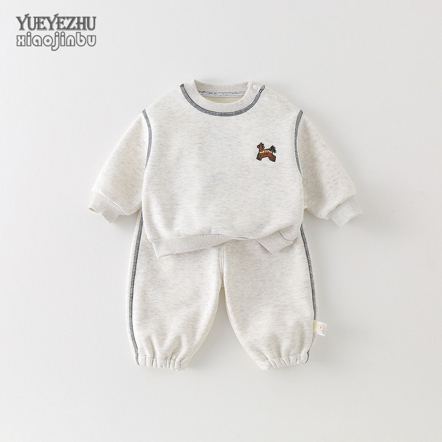 儿童一体绒套装秋冬加绒男宝宝卫衣裤子深秋帅气休闲时尚两件套潮