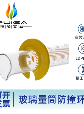 玻璃量筒防碰撞保护环10ml/50/100/250500ml刻度直筒量杯缓冲防摔