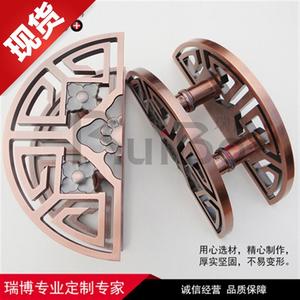 新中式圆形门把手定制仿古铜大门半圆拉手祥云玻璃门拉手木◆定制