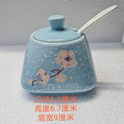 雅诚德雪花印花陶瓷家用调味罐、辣椒罐、盐罐、醋罐高温釉下彩