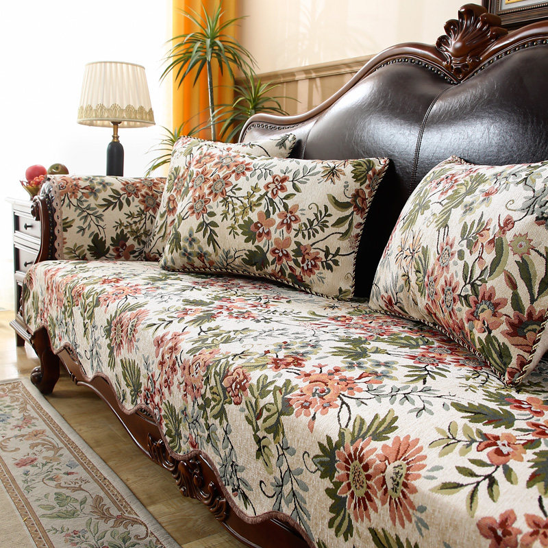 美式复古沙发垫欧式奢华高级感沙发巾盖布坐垫高档防滑皮沙发套罩,居家布艺,沙发垫,淘宝优惠券,粉丝福利购,淘宝优惠卷