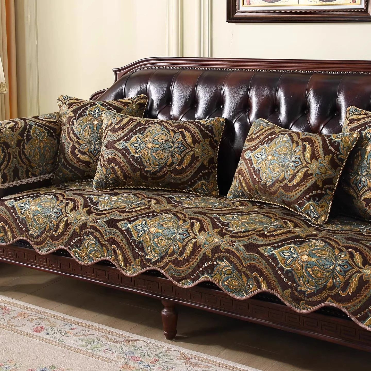 美式复古沙发垫欧式奢华沙发套罩现代防尘四季通用高级感盖布,居家布艺,沙发垫,淘宝优惠券,粉丝福利购,淘宝优惠卷