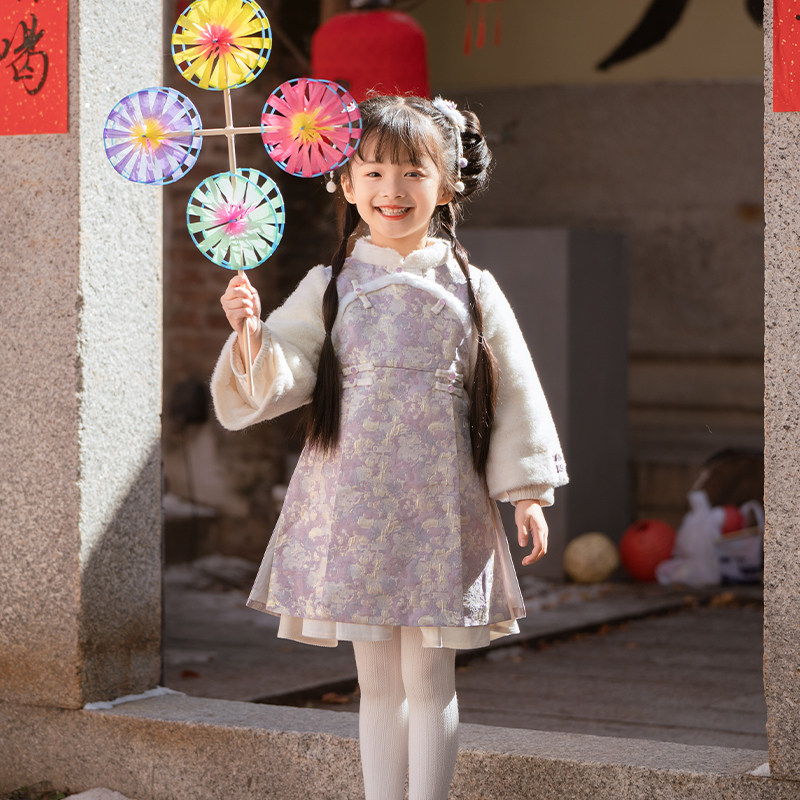 【西子问】汉服女童唐装秋冬季新款日常中国古风唐装旗袍裙子天玥