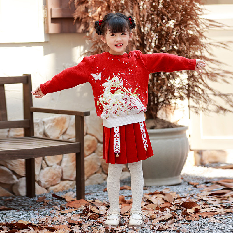 【西子问】汉服女童宝宝毛衣2025春秋新款国风长袖新中式上衣乐妤,童装/婴儿装/亲子装,汉服,淘宝优惠券,粉丝福利购,淘宝优惠卷