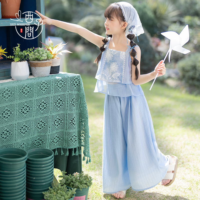 西子问汉服女童夏季2025新款儿童日常可穿古装六一新中式国风套装