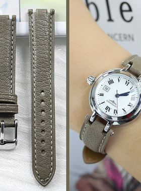 真皮羊皮适用浪琴心月系列女款手表带L8.110/115/113双凹口皮带