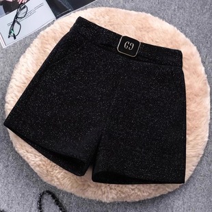 春秋季外穿平绒短裤女2025新款高腰百搭黑色显瘦休闲靴裤短裤子潮
