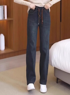 广州新塘牛仔裤女春秋烟管裤2026新款欧货洋气裤子窄版直筒阔腿裤