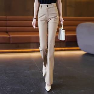 女2025年春秋新款 休闲黑色喇叭裤 高腰西装 百搭显瘦女裤 子 裤 微喇裤