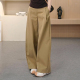 梨形身材遮胯显瘦宽松阔腿裤 卡其色弯刀休闲裤 大码 新款 女2025秋季