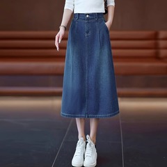 复古a字牛仔半身裙女夏季2025新款高腰宽松遮肉胖mm中长款大摆裙
