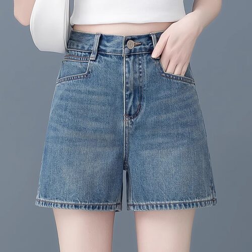 薄款牛仔短裤女2025夏季新款高腰显瘦百搭四分裤休闲a字直筒热裤