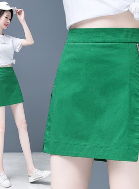 短裤裙女夏季薄款2025新款高腰假两件半身裙休闲显瘦a字包臀裙子
