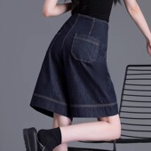 薄款 女阔腿中裤 牛仔短裤 高腰小众直筒五分裤 女2025新款 小个子夏季