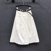 压褶设计高腰a字半身裙港味潮2025女夏新款 牛仔中长裙潮 显瘦韩版