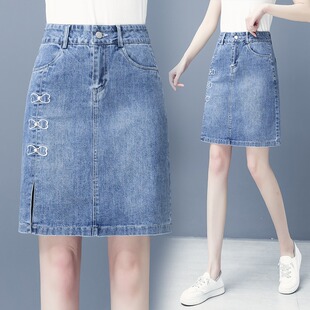牛仔半身裙女2025年夏季新款高腰a字显瘦包臀裙子一步短裙夏天薄