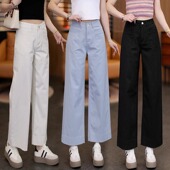 小个子九分直筒裤 天丝洗水棉阔腿裤 女梨型身材春夏高腰宽松休闲裤