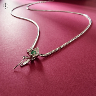 高端925纯银万能项链女翡翠佛公玉石链子轻奢玉佩毛衣链吊坠配链