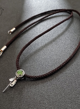 高档纯银扣吊坠挂绳和田玉观音翡翠玉坠绳黄金佛公玉佩挂件项链绳