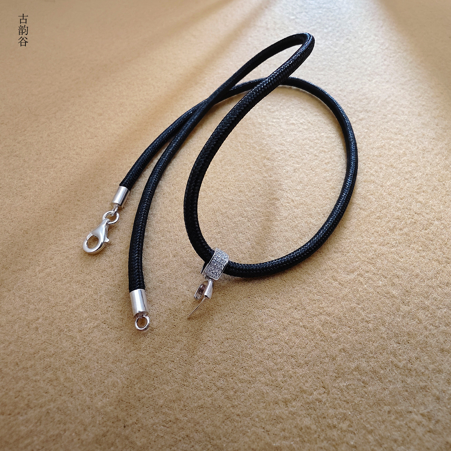 纯银吊坠挂绳佛公玉坠配链高端翡翠项链绳男女款通用万能扣绳子