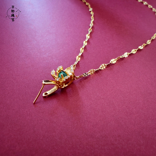 万能扣925纯银项链女佛公翡翠吊坠链子和田玉锁骨链玉佩颈链配链