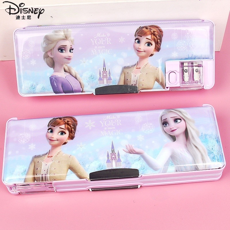 艾莎公主儿童双层文具盒冰雪奇缘小学生笔盒多功能铅笔盒elsa女王