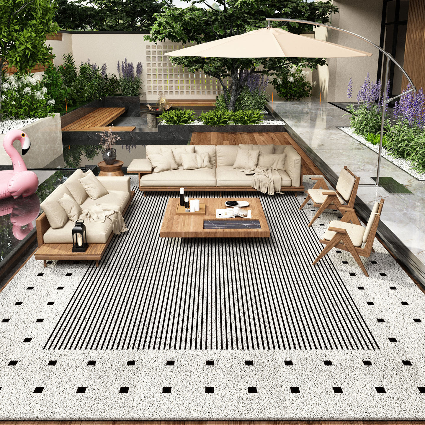 户外防水防滑地毯庭院花园阳台垫子墅门口院子露台野营室外地垫