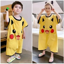 夏季短袖款儿童家居服男童连体睡衣女童卡通爬服宝宝防着凉睡袋