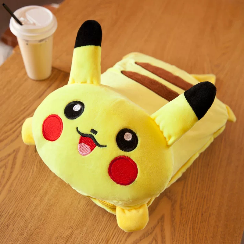 皮卡丘公仔抱枕被两用神奇宝贝毛毯被靠垫趴睡枕宝可梦毯子法兰绒