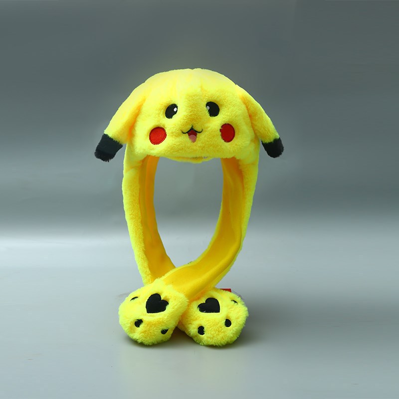 皮卡丘儿童一捏耳朵会动的帽子