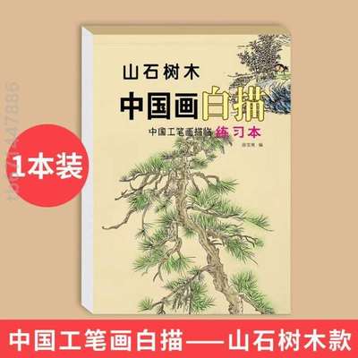 绘画画山水画中国画入门初学临摹!白描本零儿童本基础临摹传统