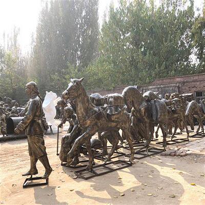 玻璃钢茶马古道人物主题雕塑铜雕塑运茶马队茶文化铸铜锻铜厂家