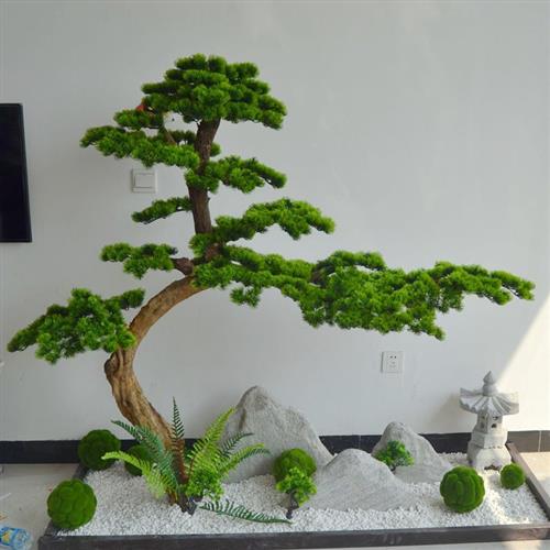 迎客松仿真树大型假树新中式造景室内外松树酒店橱窗装饰摆件绿植