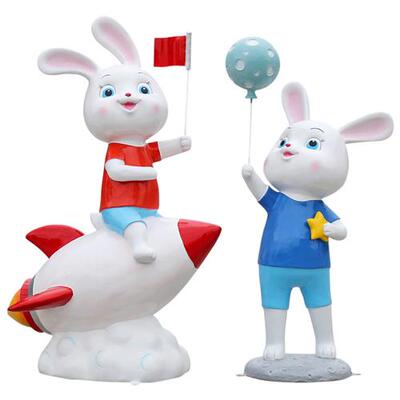 兔子雕塑户外园林景观小品商场美陈幼儿园装饰玻璃钢卡通动物摆件